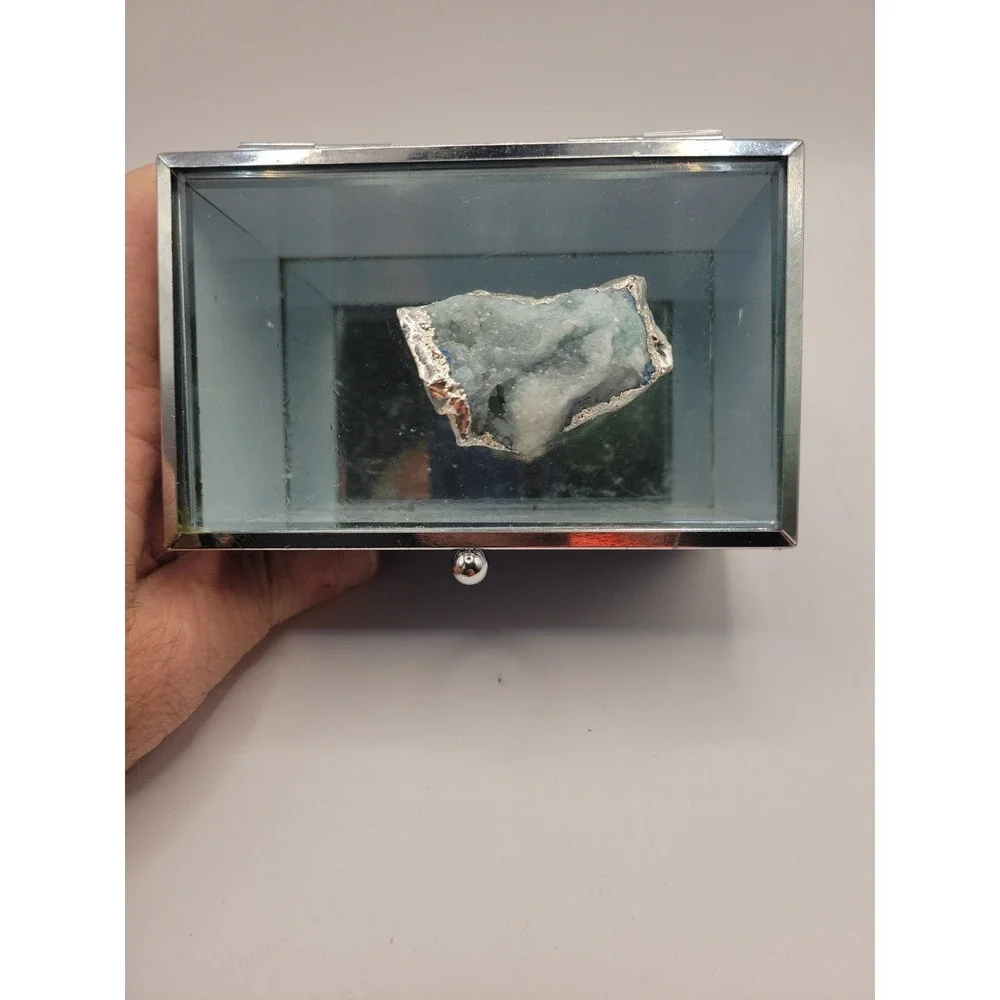 Cynthia Rowley New York Blue & Silver Tone Jewelry Box with Celestite Geode